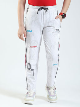 Monte Carlo - Boys White Printed Regular Fit Track Pants
