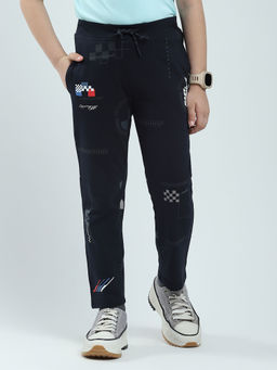 Monte Carlo - Boys Navy Blue Printed Regular Fit Track Pants