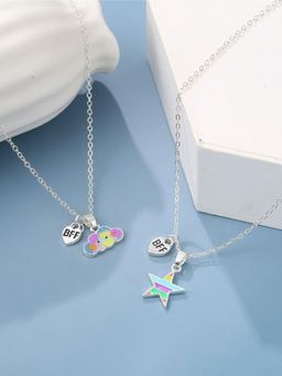 EL REGALO - Christmas Necklace Combo for Kids Girls Silver (Set of 2)