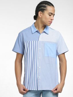 Jack & Jones - Blue Striped Short Sleeves Shirt