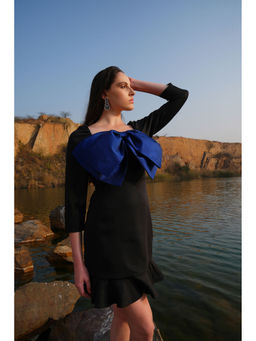 Label Iris - Black And Blue Bow Dress