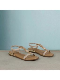 Mochi - Womens Beige Casual Ankle-Strap Sandals