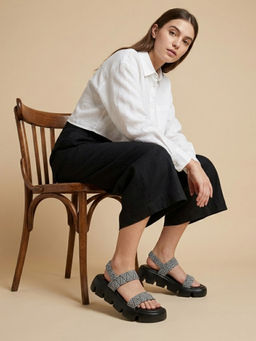 Metro - Womens Black Casual Sandals
