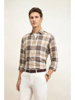 Louis Philippe - Men Lilac Checked Full Sleeves Casual Shirt