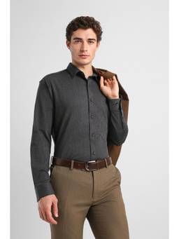 Van Heusen - Men Charcoal Striped Full Sleeves Casual Shirt