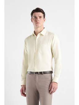 Van Heusen - Men Cream Solid Full Sleeves Formal Shirt