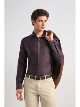 Van Heusen - Men Purple Solid Full Sleeves Formal Shirt