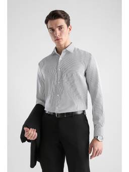 Van Heusen - Men White Striped Full Sleeves Formal Shirt