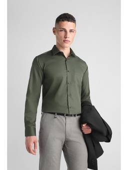 Van Heusen - Men Olive Solid Full Sleeves Formal Shirt