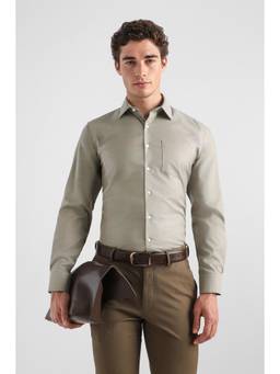 Van Heusen - Men Light Grey Solid Full Sleeves Formal Shirt