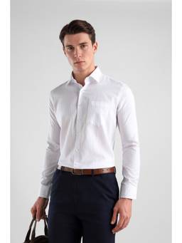Van Heusen - Men White Striped Full Sleeves Formal Shirt