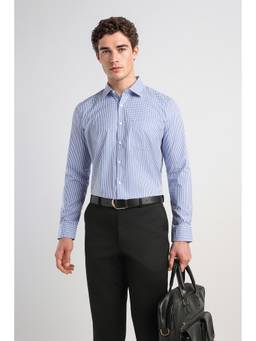 Van Heusen - Men Blue Checked Full Sleeves Formal Shirt