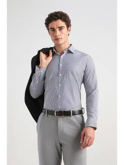Van Heusen - Men White Striped Full Sleeves Formal Shirt