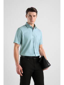 Van Heusen - Men Light Blue Solid Half Sleeves Formal Shirt