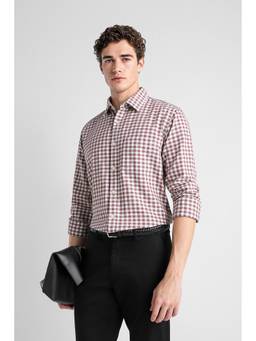 Van Heusen - Men Brown Checked Full Sleeves Formal Shirt