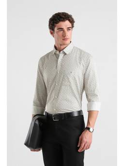 Van Heusen - Men White Printed Full Sleeves Formal Shirt