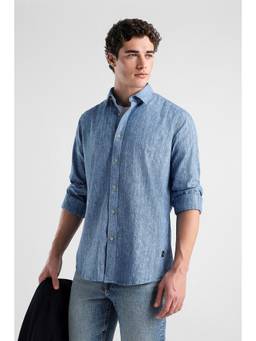Van Heusen - Men Blue Solid Full Sleeves Casual Shirt