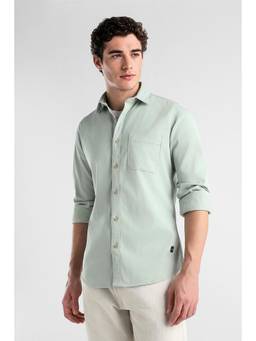 Van Heusen - Men Light Green Solid Full Sleeves Casual Shirt