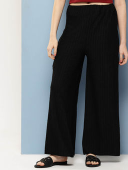 Aarika - Casual Wear Black Colour Textured Palazzo