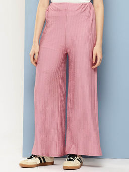 Aarika - Casual Wear Pink Colour Textured Palazzo
