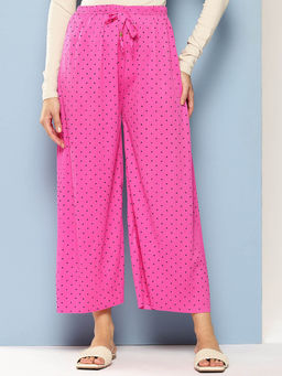 Aarika - Casual Rani Colour Polka Dot Nylon Palazzo