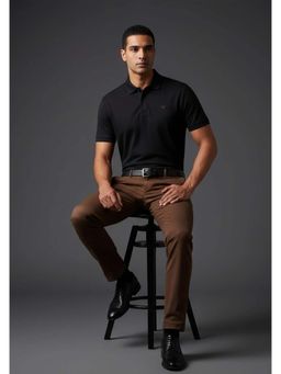 OUTERWORLD - Black Solid Collar Neck Men's Polo Half Sleeve T-Shirt