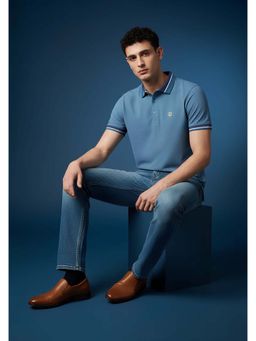 OUTERWORLD - Blue Half Sleeve Collar Neck Men's Polo T-Shirt