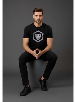 OUTERWORLD - Men's Black Half Sleeve Crew Neck T-Shirt