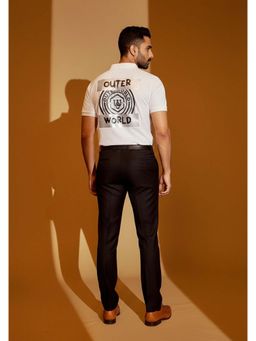 OUTERWORLD - Printed White Collar Neck Men's Polo T-Shirt