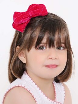 Arendelle - Chic & Adorable Pink Velvet Double Layered Big Bow Hairband