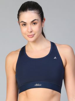 Athlisis - Women Solid Medium Coverage Non-Wired Removable Padding Sports Workout Bra