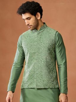 KISAH - Men Green Nehru Jacket