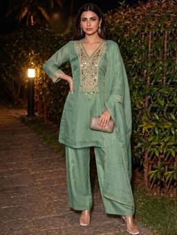 Autumnlane - Tisca Fern Handwork Kurta with Pant and Dupatta