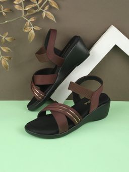 LAZERA SHOES - Women Brown Synthetic Wedges Sandals