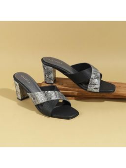 LAZERA SHOES - Women Black Embellished Straps Block Heels