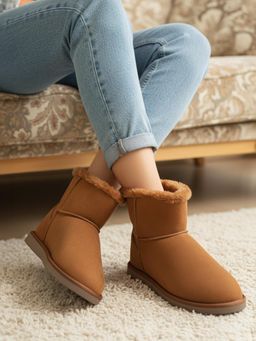 Carlton London - Women Tan Ultra-Soft Ankle Casual Boots