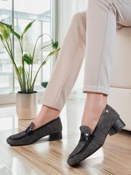 ELLE - Women Black Block Heels Loafers