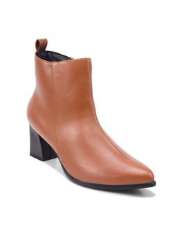 SHUZ TOUCH - Women Tan Block Heels Ankle Boots