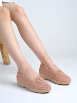 Shoetopia - Women Peach Slip-On Loafers