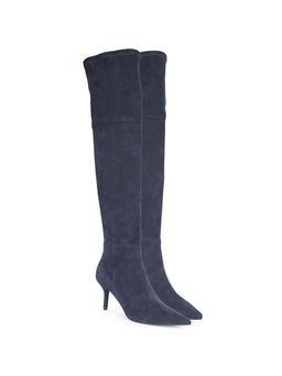 Saint G - Women Navy Blue Stretch Suede Leather High Boots