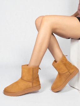 Truffle Collection - Women Brown Solid Casual Boots