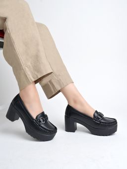 Shoetopia - Women Black Chunky Loafers