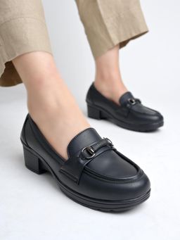 Shoetopia - Women Chunky Black Platform Loafers