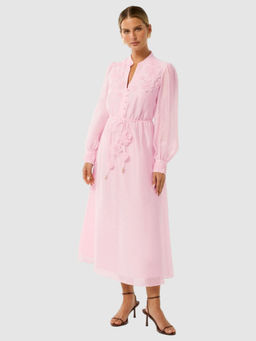 Forever New - Lavender Yasmin Petite Floral Detail Midi Dress with Belt (Set of 2)