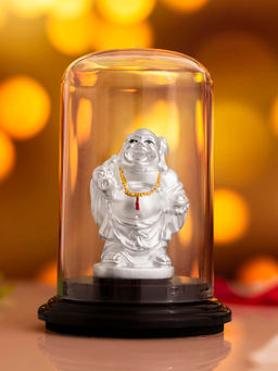 Zavya - Joyful Illumination Rhodium-Plated 999 Silver Laughing Buddha Idol