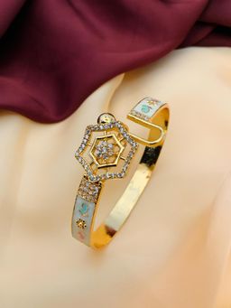 Abdesigns - Gold Plated Meenakari American Diamond Statement Bracelet