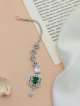 Abdesigns - Charming High Quality Silver Plated American Diamond Maang Tikka