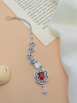 Abdesigns - Elite High Quality Silver Plated American Diamond Maang Tikka