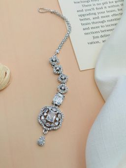 Abdesigns - High Quality Silver Plated American Diamond Maang Tikka