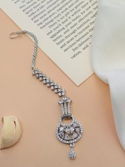 Abdesigns - Charming High Quality Silver Plated American Diamond Maang Tikka